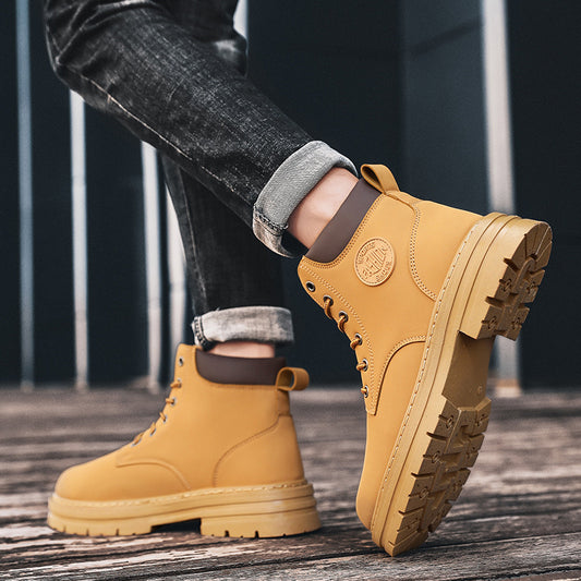 Botas de trabalho masculinas de cano alto Martin Boots com sola grossa Inglaterra