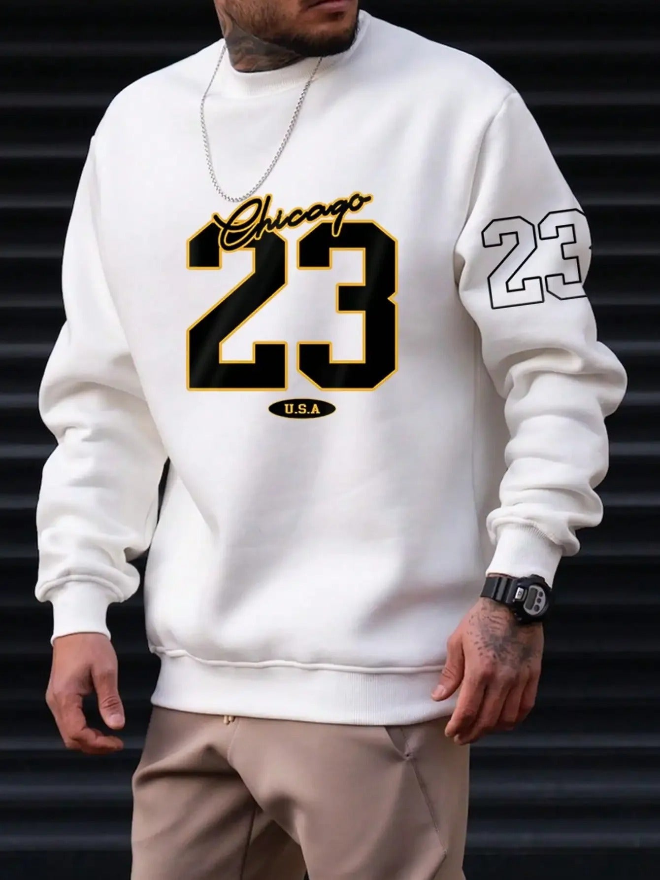 Conjunto de roupas masculinas com design de letras de arte e estilo de moletom de lã