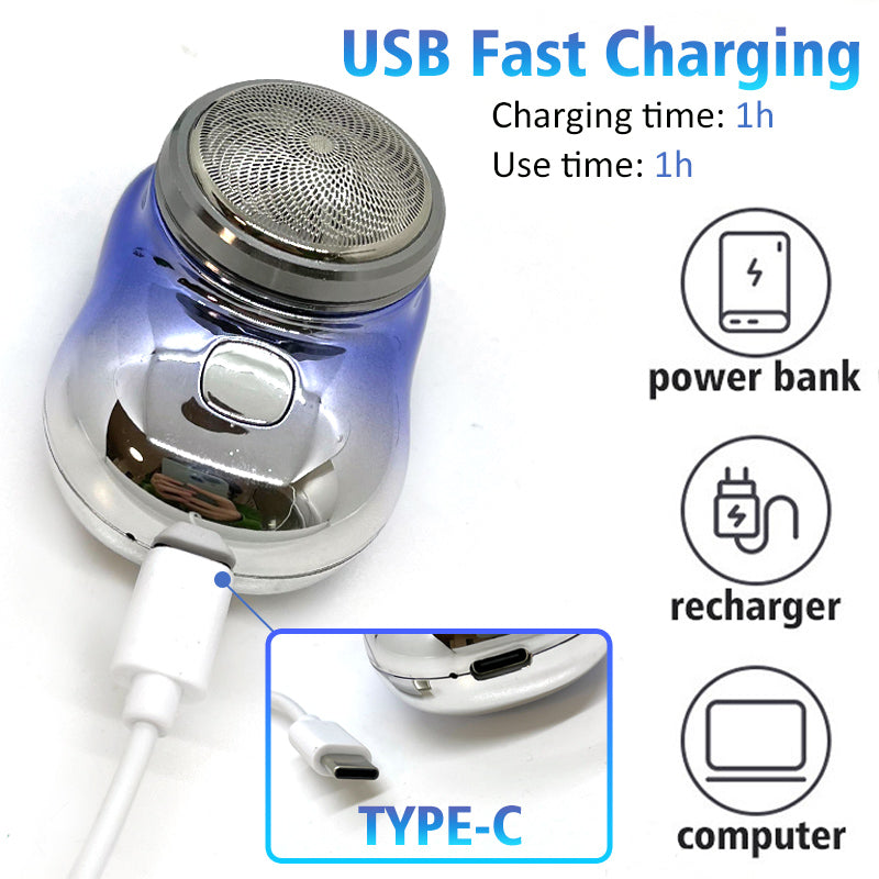 Mini barbeadores faciais portáteis sem fio barbeador elétrico recarregável USB molhado e seco indolor máquina de barbear de tamanho pequeno para homens