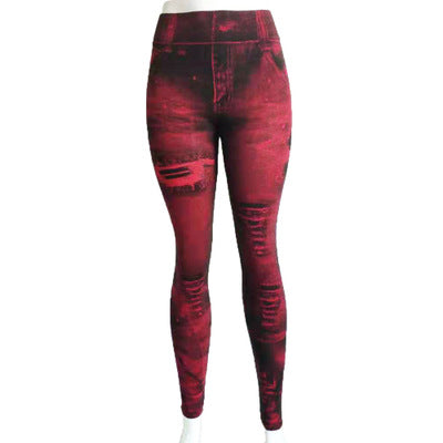 Leggings jeans superelásticas de 9 pontas femininas 