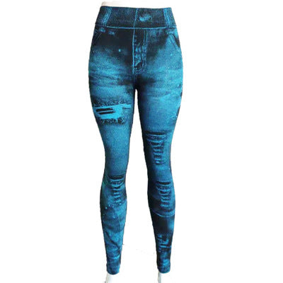 Leggings jeans superelásticas de 9 pontas femininas 