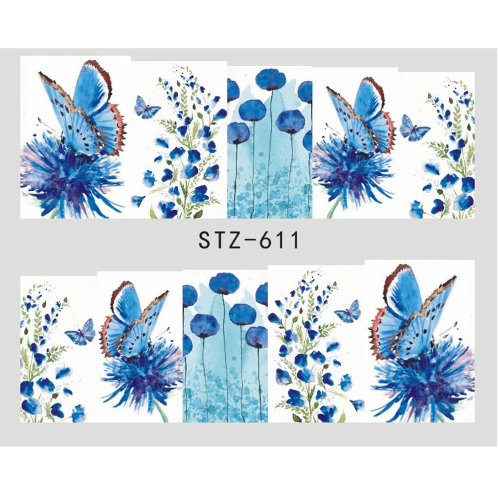1pcs Adesivo de unha Borboleta Flor Transferência de água Decalque Sliders para Nail Art Decoração Tatuagem Manicure Envoltórios Ferramentas Ponta JISTZ508