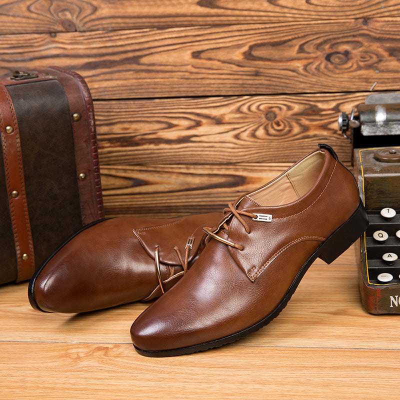 Business Formal Men's British Leather Shoes Lace-up Casual Shoes