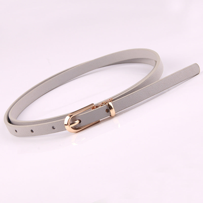 Suéter Cinto Fino Senhoras All-match Pin Fivela PU Cinto Pequeno