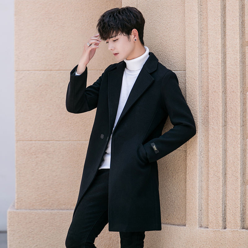 Sobretudo masculino de lã slim fit