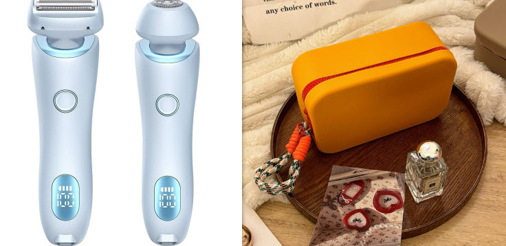 2 em 1 Depilador Depilador USB Recarregável Aparador Feminino Corpo Navalha Rosto Perna Axila Biquíni Mão Barbeador Púbico Removedor de Pelos