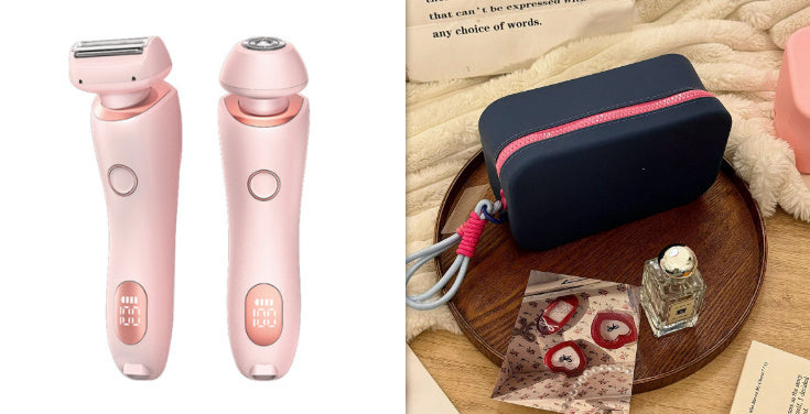 2 em 1 Depilador Depilador USB Recarregável Aparador Feminino Corpo Navalha Rosto Perna Axila Biquíni Mão Barbeador Púbico Removedor de Pelos