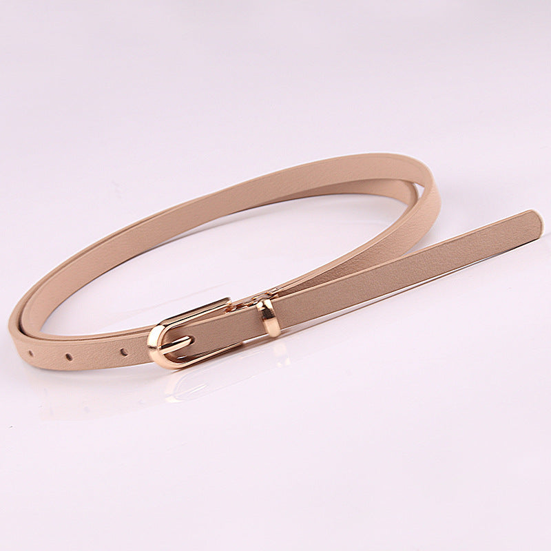 Suéter Cinto Fino Senhoras All-match Pin Fivela PU Cinto Pequeno