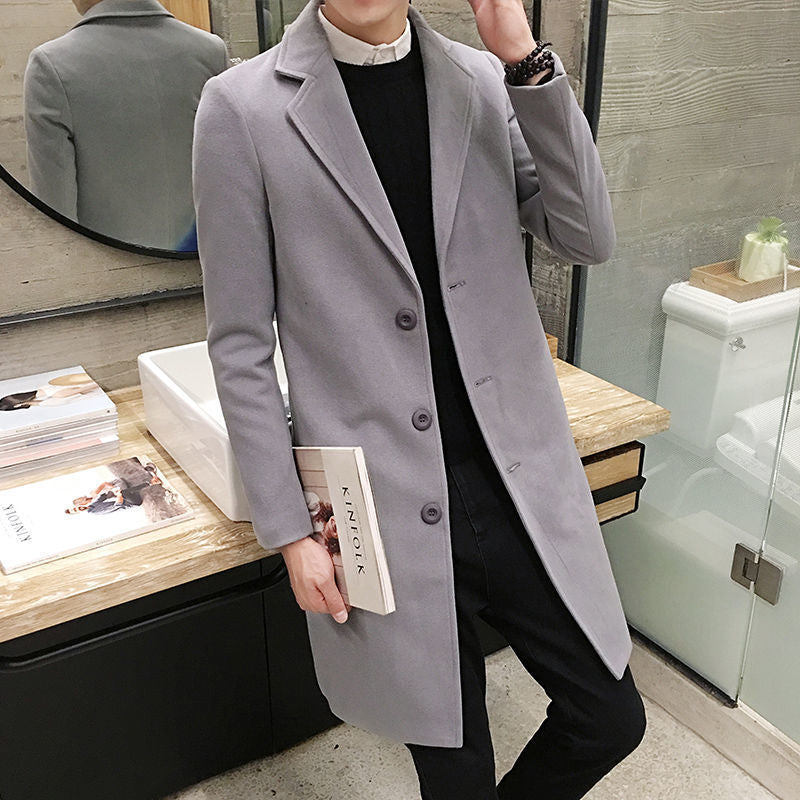 Sobretudo masculino de lã slim fit