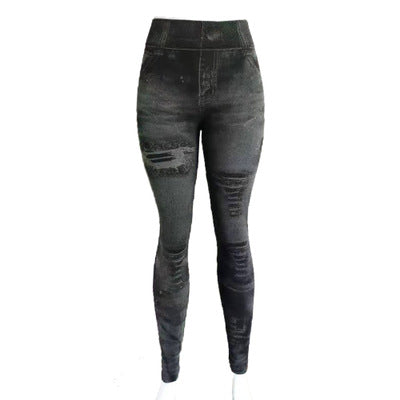 Leggings jeans superelásticas de 9 pontas femininas 