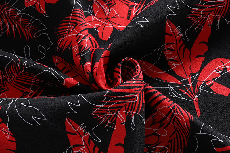 Camisa Estampada Masculina Manga Curta Camisa Shorts Terno