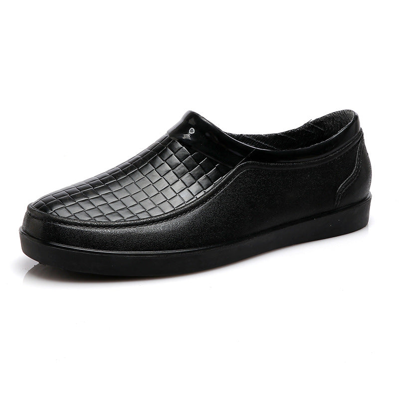 Botas de chuva curtas de cano baixo e sola macia masculinas à prova d'água