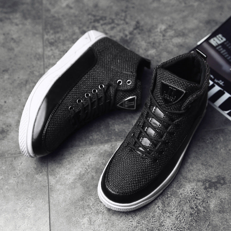 Sapatos masculinos de linho cano alto calçados esportivos casuais masculinos