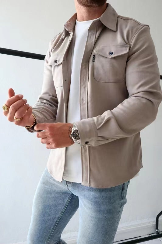 Camisa casual masculina juvenil escovada