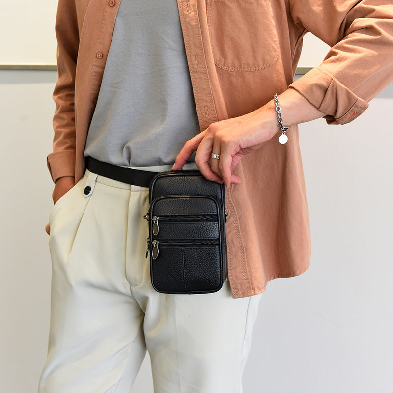 Bolsa transversal casual multifuncional para celular em couro bovino real pequena