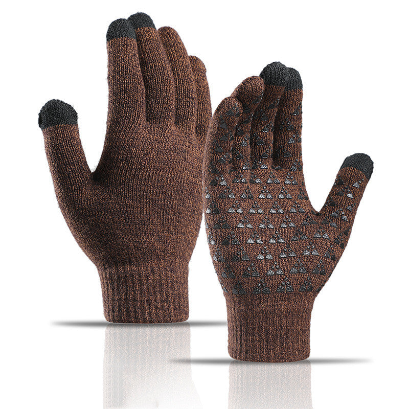 Luvas de malha de inverno para homens e mulheres, quentes, ciclismo, anti-frio, antiderrapante, triangular, offset, luvas quentes