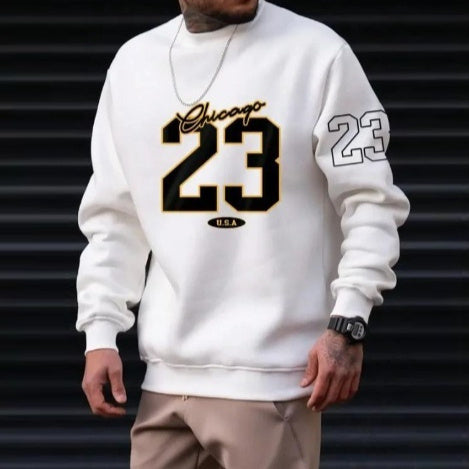 Conjunto de roupas masculinas com design de letras de arte e estilo de moletom de lã