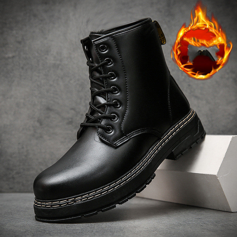 Botas militares estilo novo estilo britânico botas de couro pretas masculinas