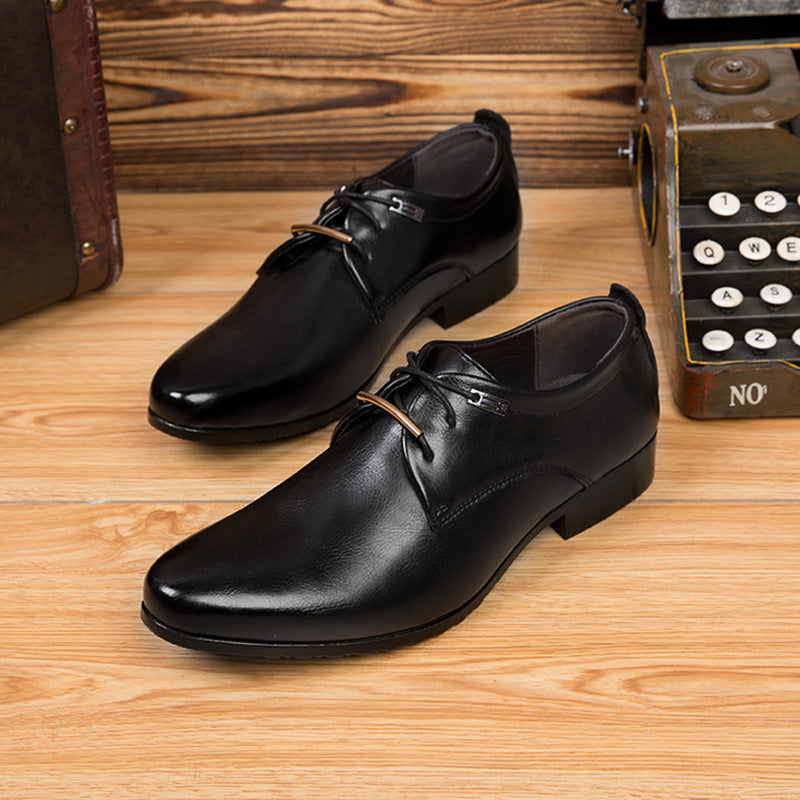 Business Formal Men's British Leather Shoes Lace-up Casual Shoes