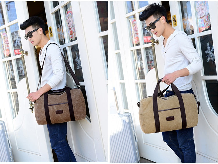 Bolsa de lona vintage masculina, bolsas de viagem de alta qualidade, grande capacidade, bagagem feminina, bolsas de viagem