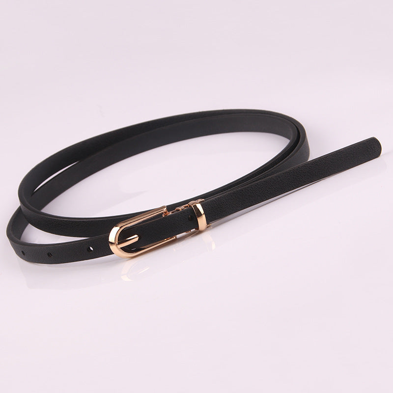 Suéter Cinto Fino Senhoras All-match Pin Fivela PU Cinto Pequeno