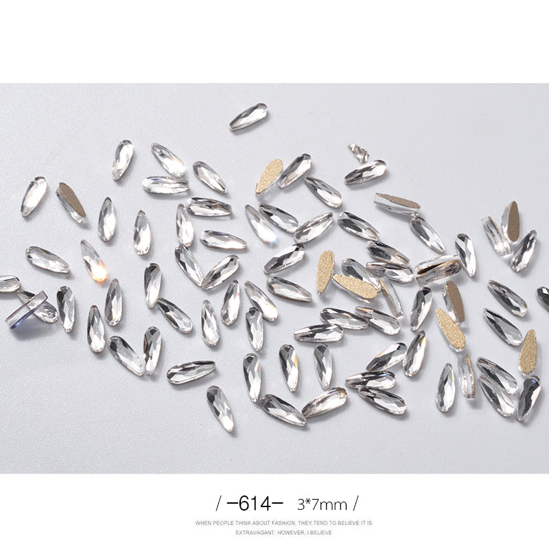 10Pcs 3D Nail Art Strass Longo Gota de Água Em Forma de Glitter Nail Art Decorações Acessórios Unhas Suprimentos