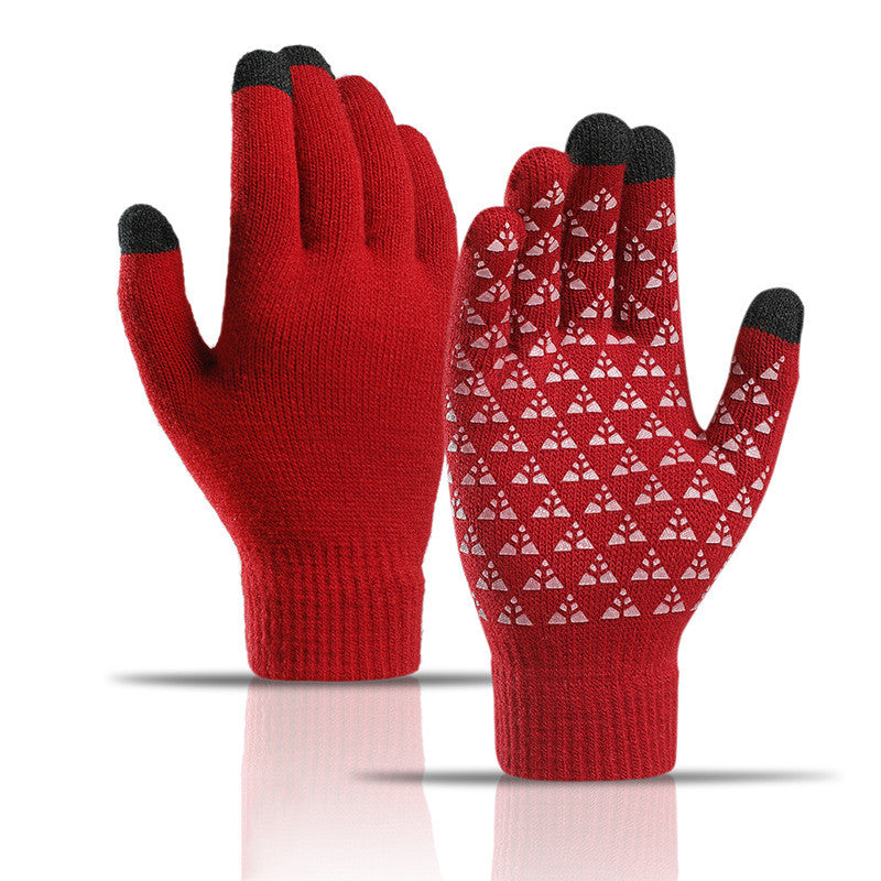 Luvas de malha de inverno para homens e mulheres, quentes, ciclismo, anti-frio, antiderrapante, triangular, offset, luvas quentes