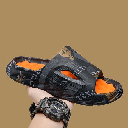 Chinelos Step On Shit Masculinos Verão Massagem Sola Macia Uso Externo Antiderrapante