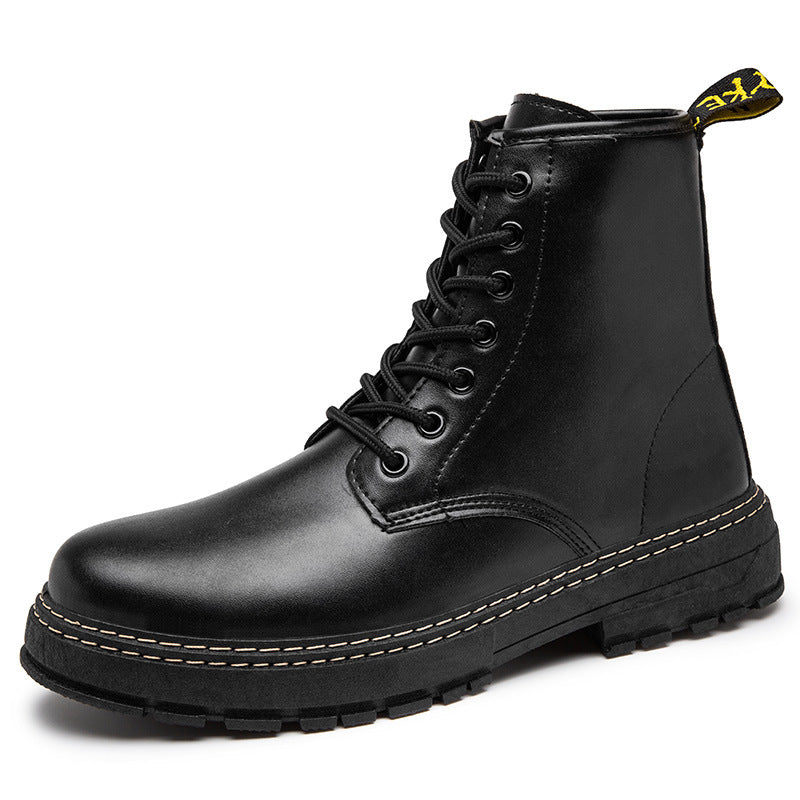 Botas militares estilo novo estilo britânico botas de couro pretas masculinas