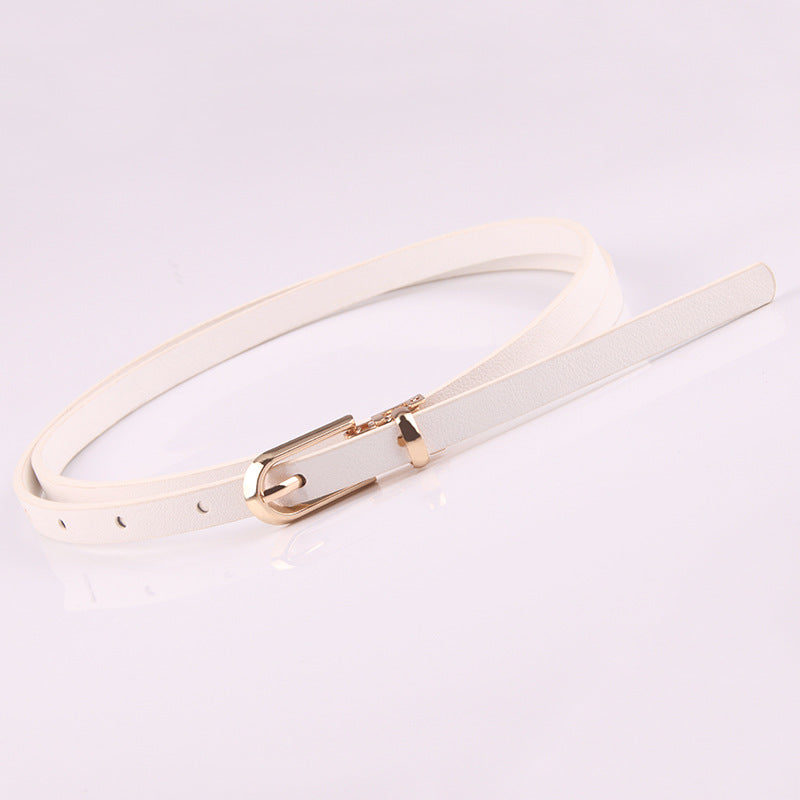 Suéter Cinto Fino Senhoras All-match Pin Fivela PU Cinto Pequeno