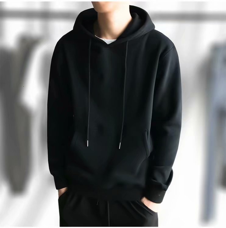 Suéter de lã masculino com capuz primavera e outono novo estilo coreano solto
