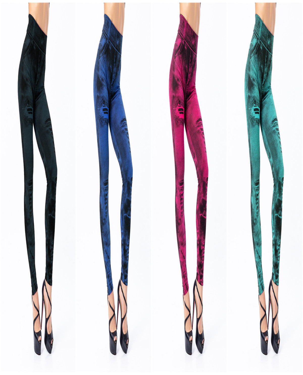 Leggings jeans superelásticas de 9 pontas femininas 