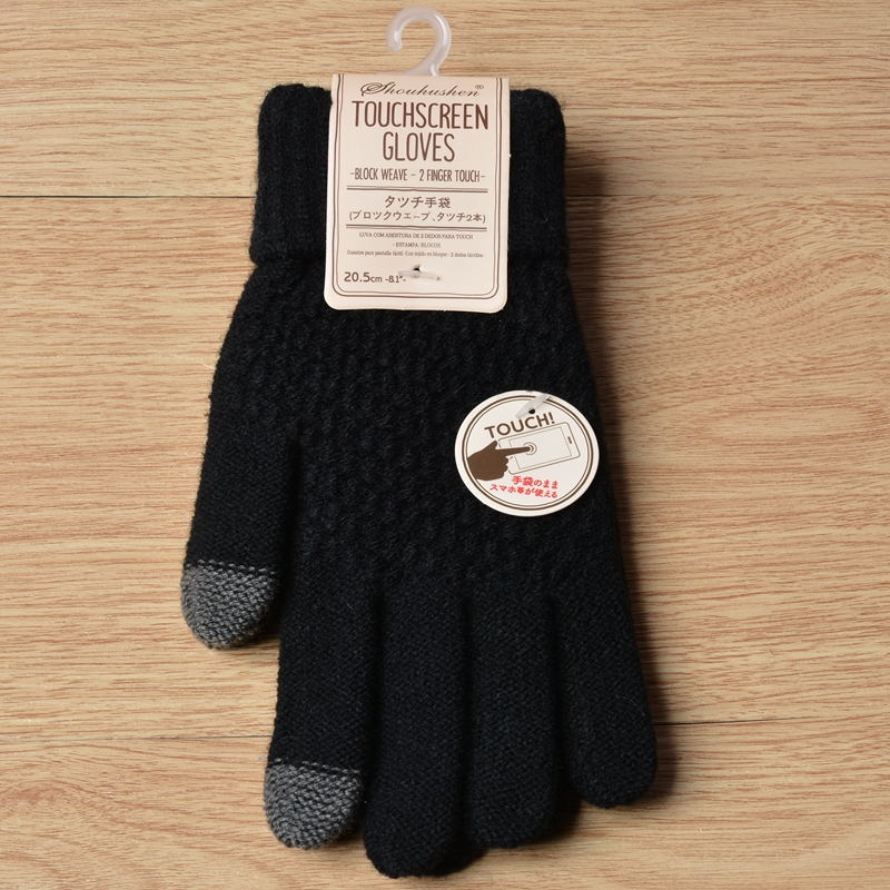 Luvas de malha femininas jacquard touch screen luvas quentes de inverno fashion