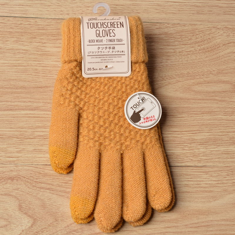 Luvas de malha femininas jacquard touch screen luvas quentes de inverno fashion