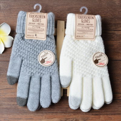 Luvas de malha femininas jacquard touch screen luvas quentes de inverno fashion