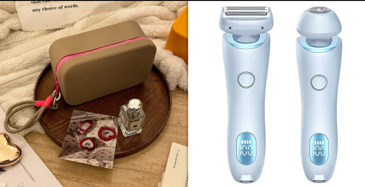 2 em 1 Depilador Depilador USB Recarregável Aparador Feminino Corpo Navalha Rosto Perna Axila Biquíni Mão Barbeador Púbico Removedor de Pelos