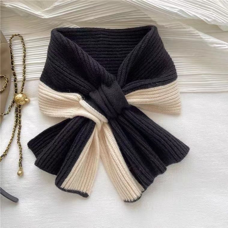 Outono e inverno malha cruzada colorblock all-matching cachecol quente