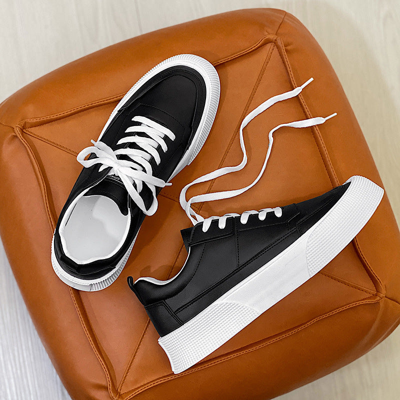 Sapatos masculinos esportivos de aumento de altura, lazer, cor sólida, todos os tipos de calçados com fundo grosso
