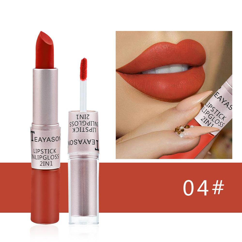Gloss labial fosco antiaderente de ponta dupla