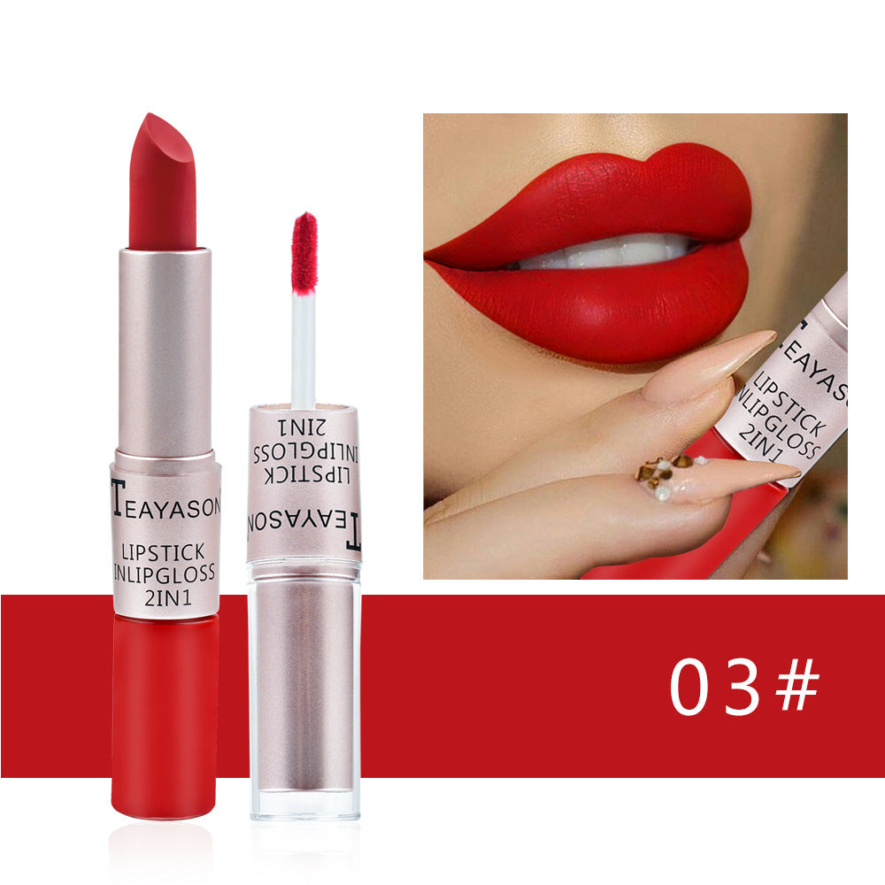Gloss labial fosco antiaderente de ponta dupla