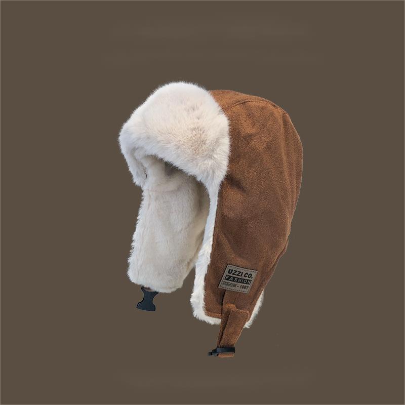 Chapéu de pelúcia quente da moda, à prova de vento e proteção contra o frio