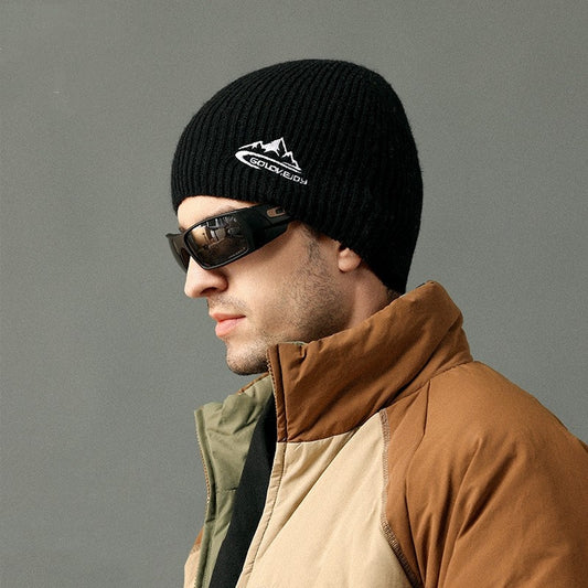 Gorro de lana gruesa para viajes al aire libre, esquí