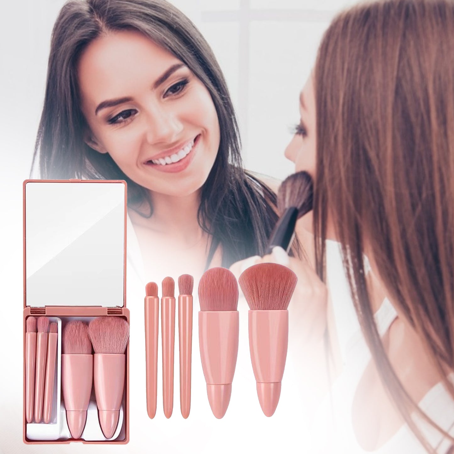 5Pcs Conjunto de pincéis de maquiagem Ferramentas Cosméticos Pó Sombra Base Blush Mistura Pincel de maquiagem