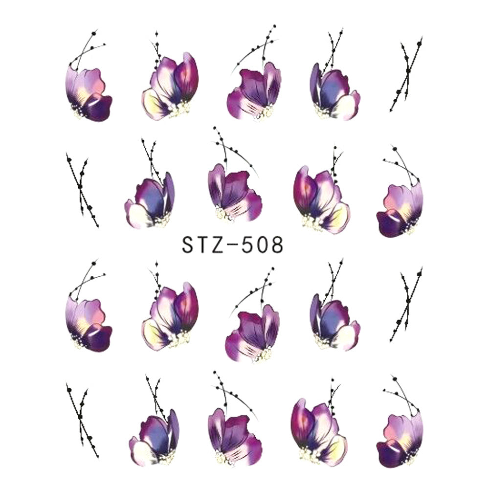 1pcs Adesivo de unha Borboleta Flor Transferência de água Decalque Sliders para Nail Art Decoração Tatuagem Manicure Envoltórios Ferramentas Ponta JISTZ508