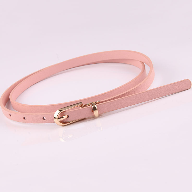Suéter Cinto Fino Senhoras All-match Pin Fivela PU Cinto Pequeno