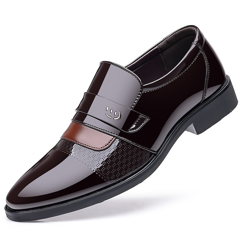 Sapatos casuais masculinos de cano baixo em couro envernizado