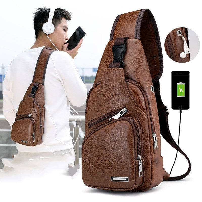 A nova bolsa de peito antirroubo com carregamento USB masculina