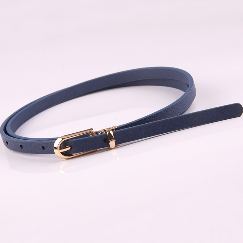 Suéter Cinto Fino Senhoras All-match Pin Fivela PU Cinto Pequeno