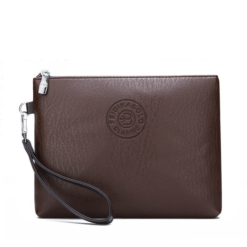 Bolsa de mão masculina casual em couro sintético macio