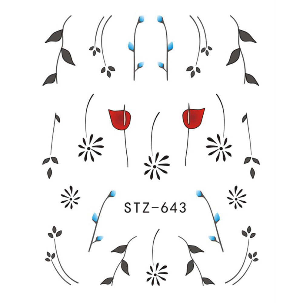1pcs Adesivo de unha Borboleta Flor Transferência de água Decalque Sliders para Nail Art Decoração Tatuagem Manicure Envoltórios Ferramentas Ponta JISTZ508